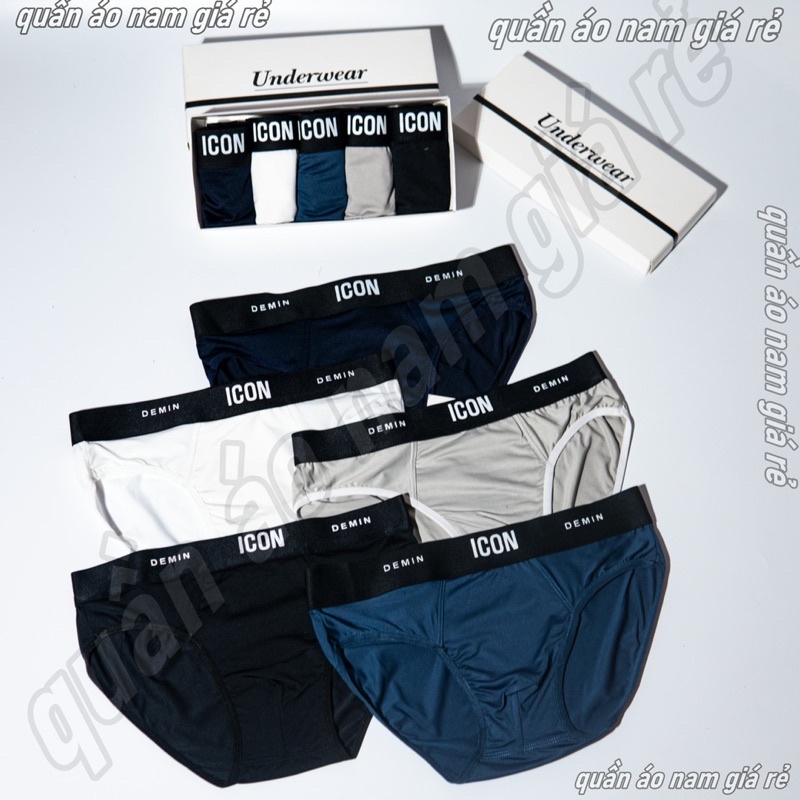 Combo sịp chéo nam Thun Lạnh ICON Demin Quần Sịp Nam Tam Giác Mềm Mại Co Dãn 4 Chiều Siêu Thoáng Khí