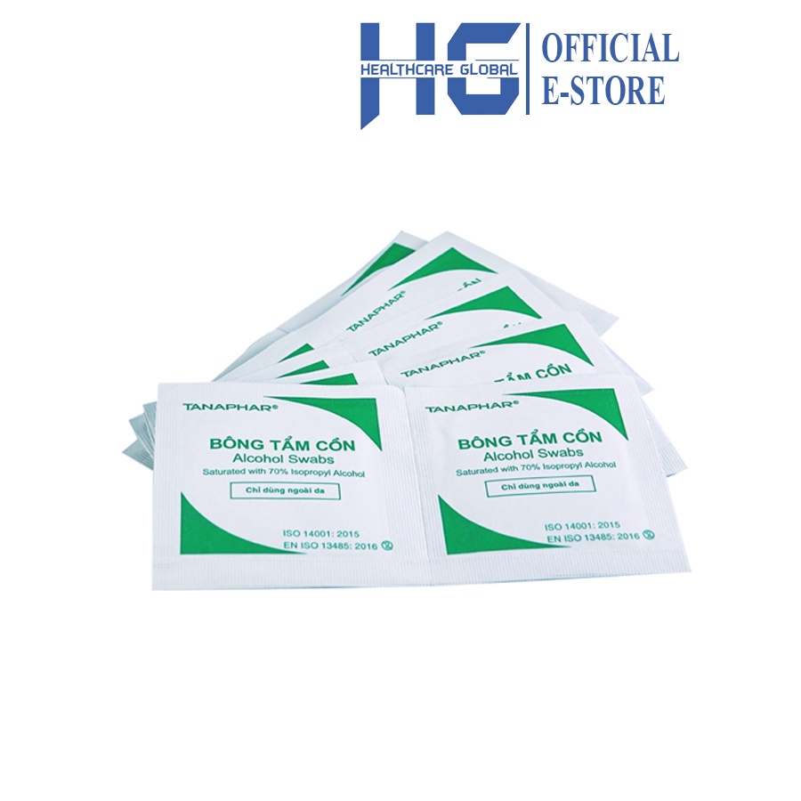 Ảnh Hộp 100 Miếng Bông Tẩm Cồn  Dùng Cho Máy Đo Đường Huyết Microlife Diarite , Arkray Glucocard S - Sát Trùng Điểm Lấy Máu 1