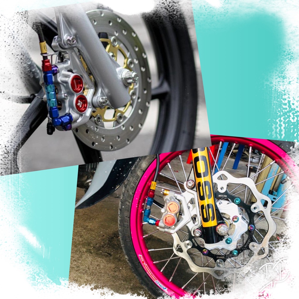 COMBO HEO DẦU 8.1 Racing 4piston, Kèm PÁT CNC gắn TRƯỚC WAVE110 S110 ...