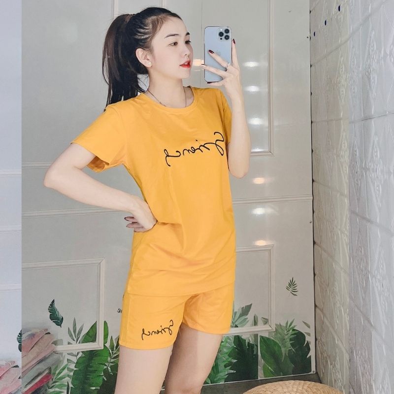 Đồ Bộ Nữ Mặc Nhà ESHOP Bigsize 43-85kg Thun Cotton Co Giãn, Áo Tay Ngắn Quần Đùi Mùa Hè
