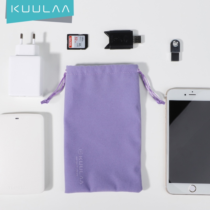 Túi Vải KUULAA Đựng Sạc Dự Phòng Và Cáp USB Chống Thấm Nước Cho iPhone Samsung Xiaomi Huawei