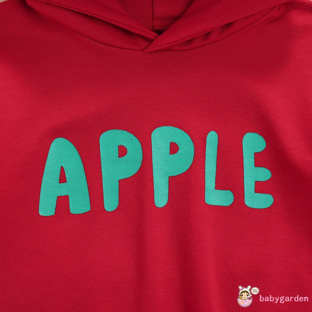 Áo liền quần tay dài có mũ in chữ Apple thời trang mùa thu cho bé 0-24 tháng tuổi