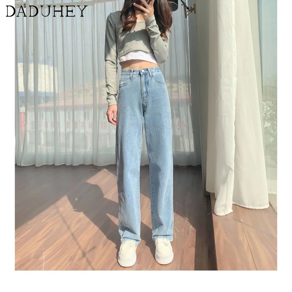 Ảnh Quần jeans nữ ống rộng lưng cao màu sắc tươi sáng 4