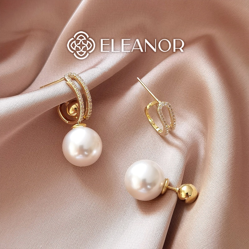 Bông tai nữ chuôi bạc 925 Eleanor Accessories hạt ngọc trai nhân tạo đính đá lấp lánh phụ kiện trang sức 3658