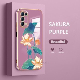 ốp lưng oppo reno 4 reno 5 reno 4 pro reno 5 pro Ốp Điện Thoại TPU Dẻo Mạ Màu Họa Tiết Hoa Sen Sang Trọng
