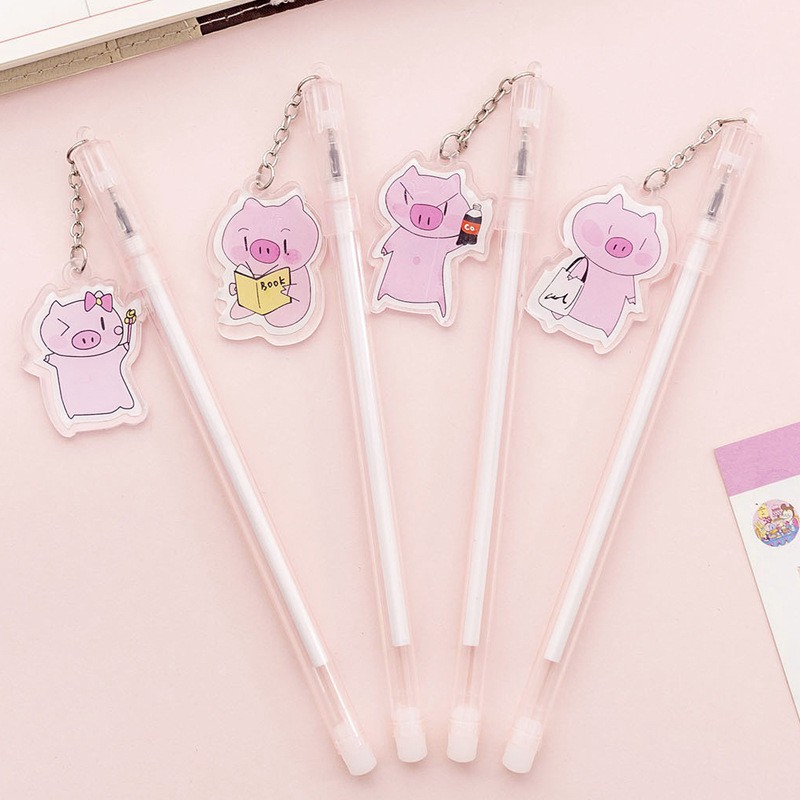 3 Bút Nước Mực Đen Tag Hình Heo Xinh