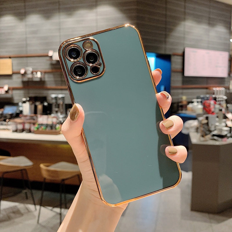 Ốp Điện Thoại Mạ Điện Viền Thẳng Chống Sốc Cho IPhone 13 13Pro 13Pro Max 12 12Pro 12Pro Max 7 8 Plus 13 Pro Max
