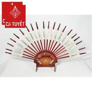 ĐŨA THỜ BỘ 10 ĐÔI PHONG THỦY GỖ HƯƠNG KHẢM HOA VĂN