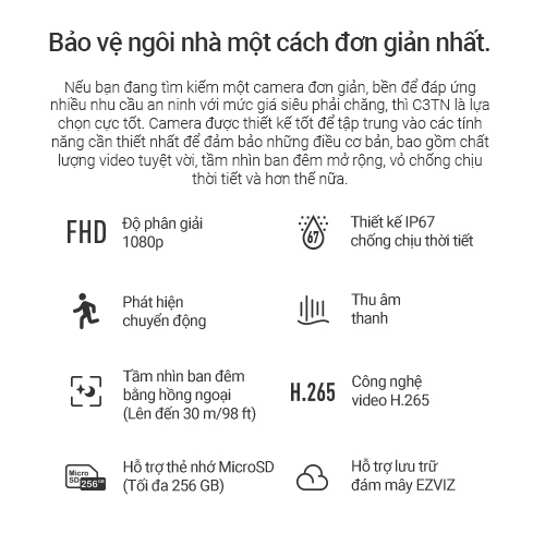 Ảnh Camera WI-FI EZVIZ C3TN 2MP, Ngoài Trời, Không/Có Màu Ban Đêm, IP68 2