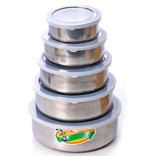 [Kèm nắp]Bộ 5 Thố Inox Có Nắp Đậy Cao Cấp Kích Thước Từ 10 12 14 16 18 cm