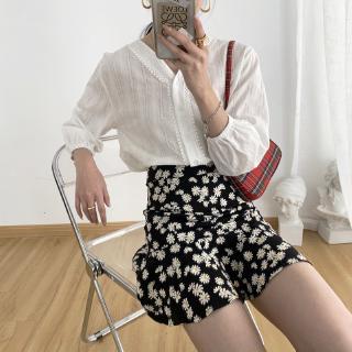 Phong cách hàn quốc nữ ren dài tay cổ chữ v dáng rộng áo baju baju wanita lengan panjang