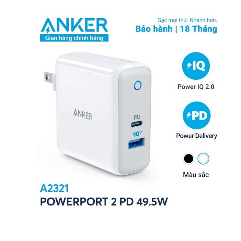 Sạc ANKER PowerPort II PD 49.5w (1 PD và 1 PIQ 2.0) - A2321 BH 18 Tháng ...