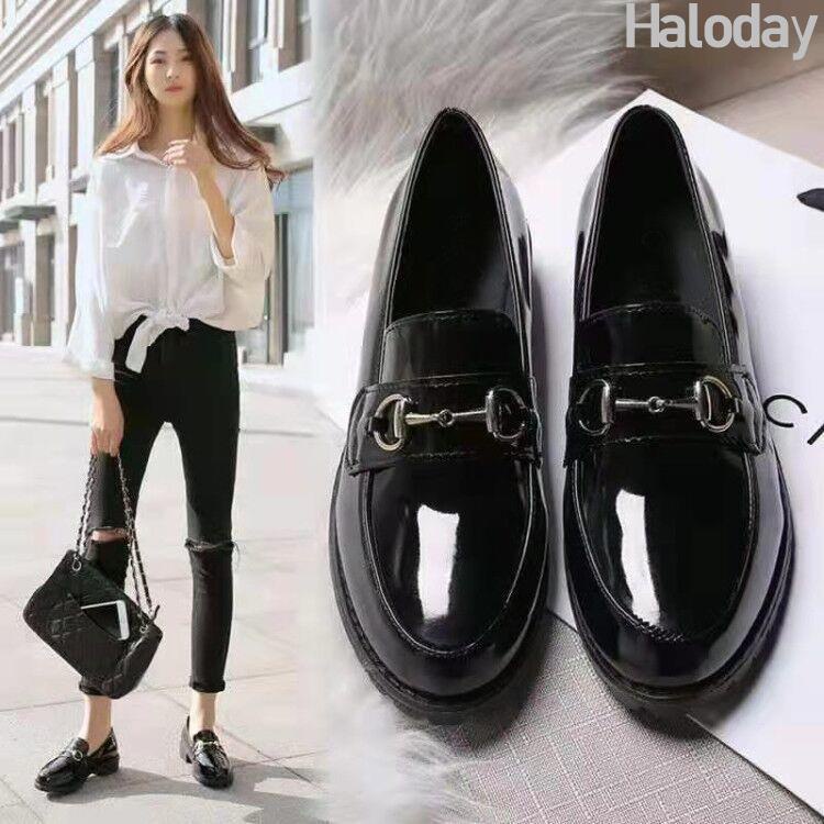 Size Lớn 32-45 Giày Nữ Da Nhỏ Thời Trang Retro Nhật Bản jk Loafers Công Sở Thoải Mái