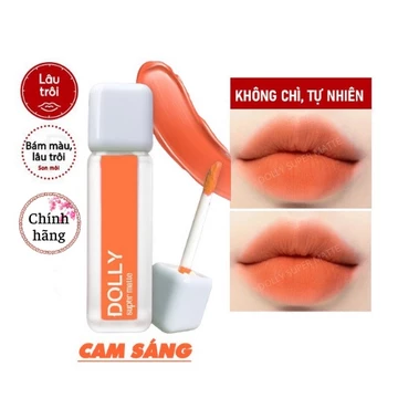 Son kem lì màu cam sáng Dolly super matte, son kem lì không chì bền màu lâu trôi