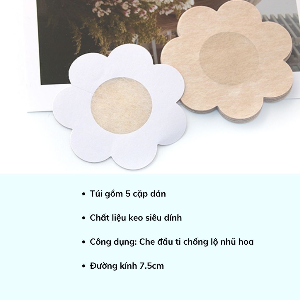 Miếng dán ngực ti bằng giấy tiện lợi dễ sử dụng túi gồm 5 cặp LANIXA D022