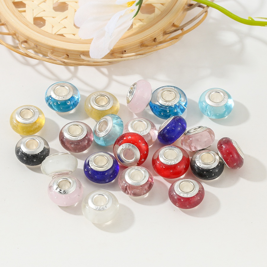 Bộ 2 Hạt Thủy Tinh Lỗ To Dùng Làm Vòng Tay/Trang Sức Diy