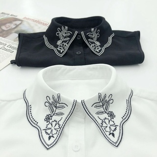 Cổ Áo Sơ Mi Giả Thêu Hoa Màu Trắng / Đen Chất Liệu Chiffon Cho Nữ