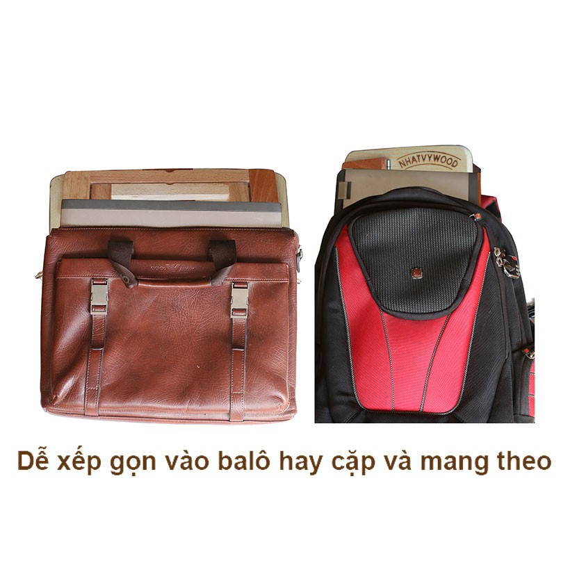 Giá Đỡ Laptop Macbook Gấp Gọn Thông Minh Bằng Gỗ, Kệ Nâng Kê Laptop Để Bàn Làm Việc Nhatvywood NVLP05