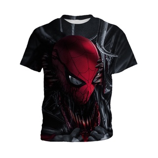 Marvel Venom Người Nhện Trẻ Em Đẹp Trai Áo Thun Nữ Tay Ngắn Trẻ Em Mùa Hè Khoa Học Viễn Tưởng Phim Áo Thun