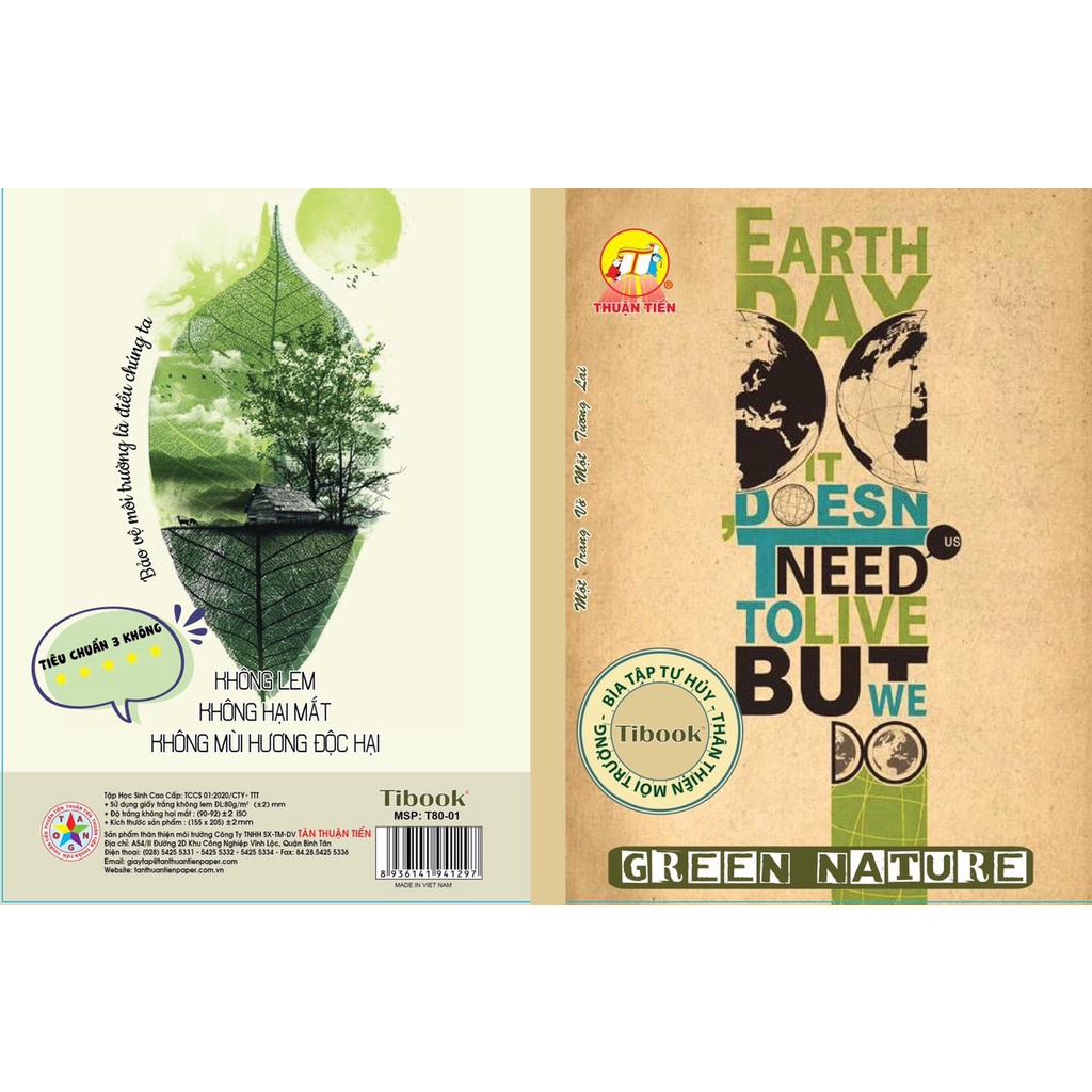 Product image Tập Vở Tân Thuận Tiến Green Nature 96/200 Trang Kích Thước 155x205mm Độ Dày 80 Gsm (Vừa) - Camshop 1