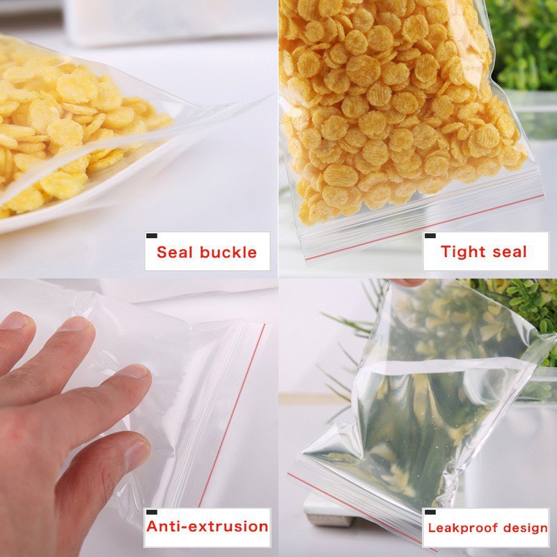 Túi Zip 100g túi đựng thực phẩm tủ lạnh, gia vị vuốt mép chỉ đỏ loại dày đẹp ,- Ấn vào chọn size