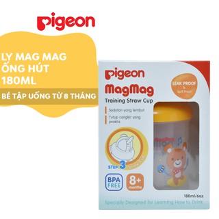Ly Mag Mag Ống Hút Bình Tập Uống Nước Tập Hút Cho Bé Pigeon chính hãng 180ml