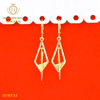 Bông Tai, Khuyên Tai Nữ Dáng Dài Múi Khế Xi Mạ Vàng 24K Cao Cấp - Trang Sức Hava - HVBT33