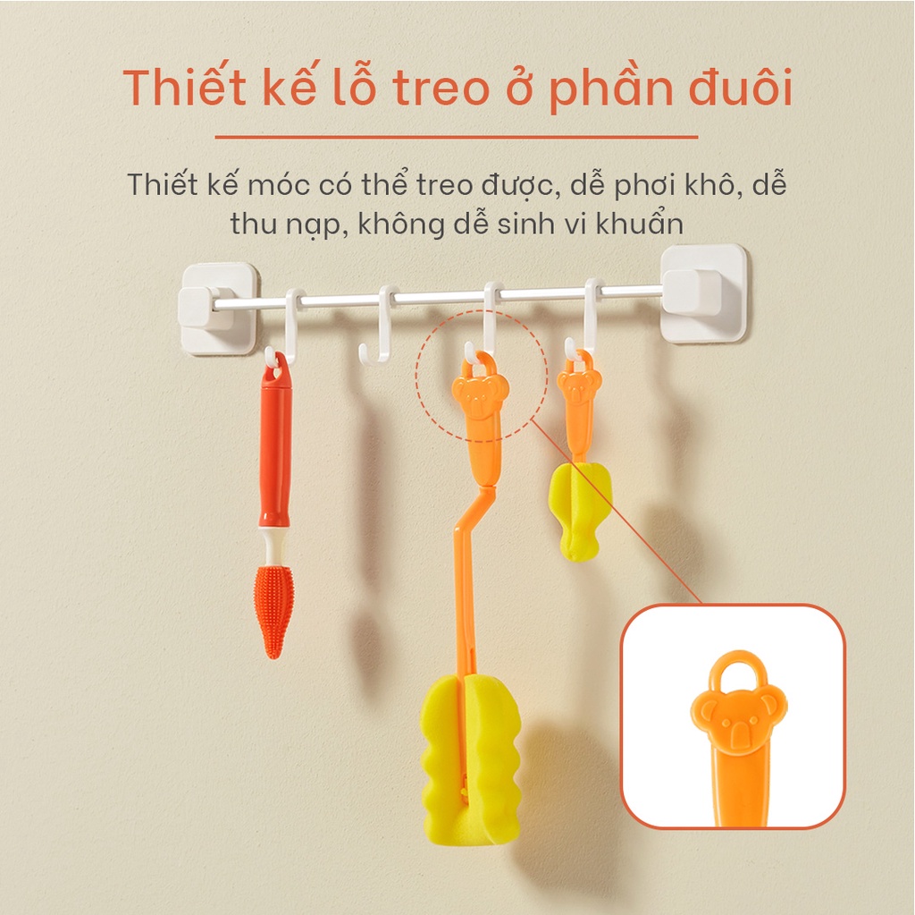 Mô tả Bộ 2 bàn chải làm sạch bình sữa cho bé Yoboo YB-0029 bằng xốp polyurethane mật độ dày, không xơ vữa - Hàng chính hãng - 7