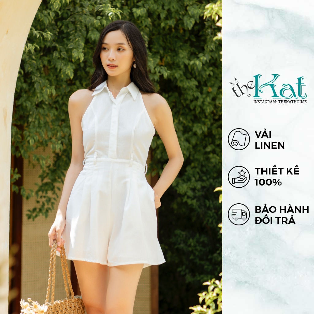 Đồ Bay Jumpsuit ngắn The Kat House, Vải linen thoải mái, dịu mát cho mùa hè nóng nực
