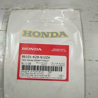 Tem honda chữ cong màu bạc nền trong suốt 65mm dán mặt nạ sh mode