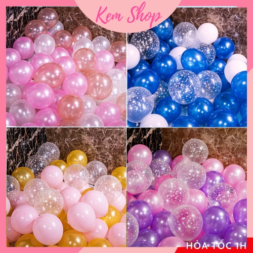Set bóng mix các màu, bóng pastel, bóng siêu nhũ, bóng ngôi sao trang trí sinh nhật cho bé - Kem Shop K312