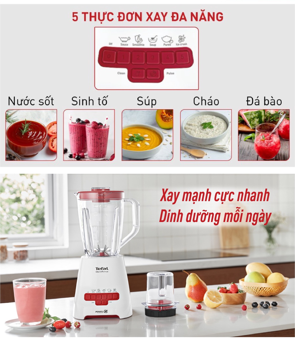 Mô tả Máy xay sinh tố Tefal Blendforce Piano BL477566 - Đỏ - 4