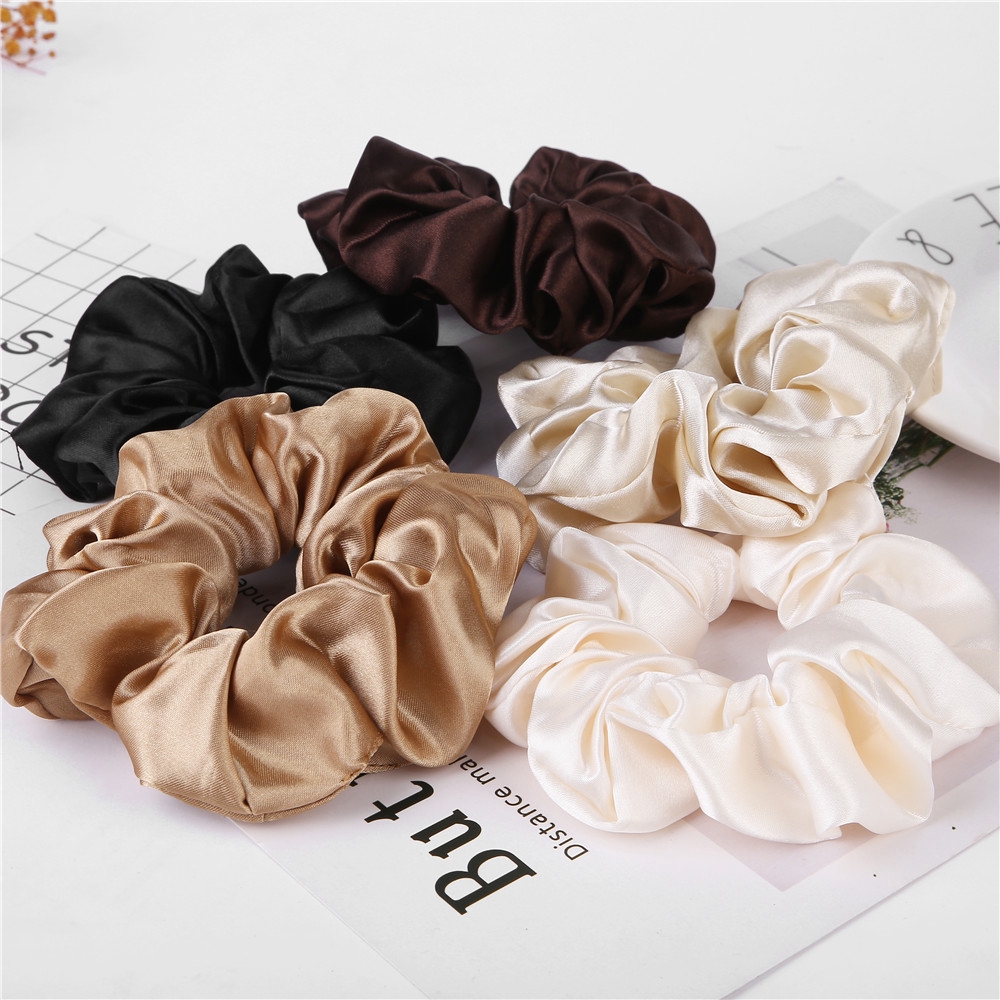 Dây thun cột tóc đuôi ngựa bằng lụa satin màu trơn