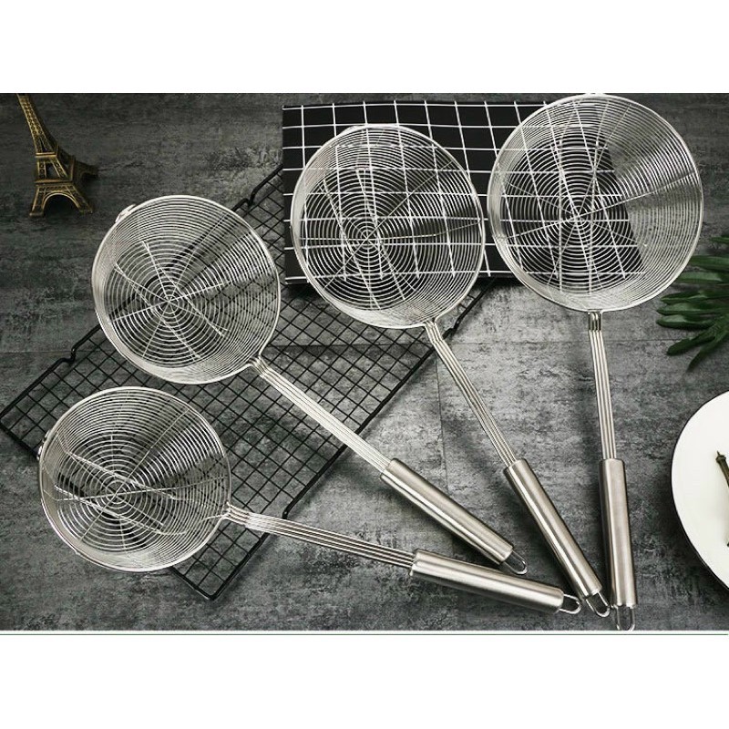 Vợt lẩu vòng, Vợt thủng cán inox, chao inox cán vòng- nhiều kích cỡ ...