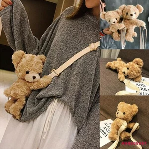 ♨Rh-kawai Bé Gái Gấu Cười Dễ Thương Mềm Mại Sang Trọng Búp Bê Gothic Túi Xách Động Vật Túi Đeo Vai