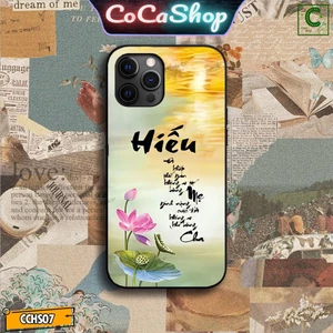 Ốp lưng iphone mặt kính in hình siêu đẹp - Đóa sen hồng chữ Hiếu - 6/6plus/6s/6splus/7/7plus/8/8plus/x/.....