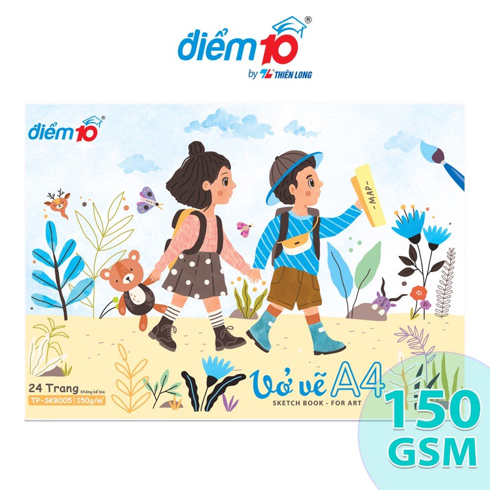 Vở vẽ Thiên Long Điểm 10 TP-SKB005,  24 trang không kể bìa, Giấy có định lượng 150gsm