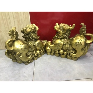 Cặp tỳ hưu như ý  bày trí ban thờ thần tài bằng đồng vật phẩm phong thủy tài lộc trưng bày trang trí quà tặng