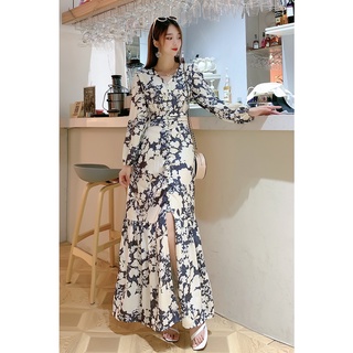 Hoa hàn quốc nữ voan dài tay mùa hè váy maxi có sẵn hàng mới