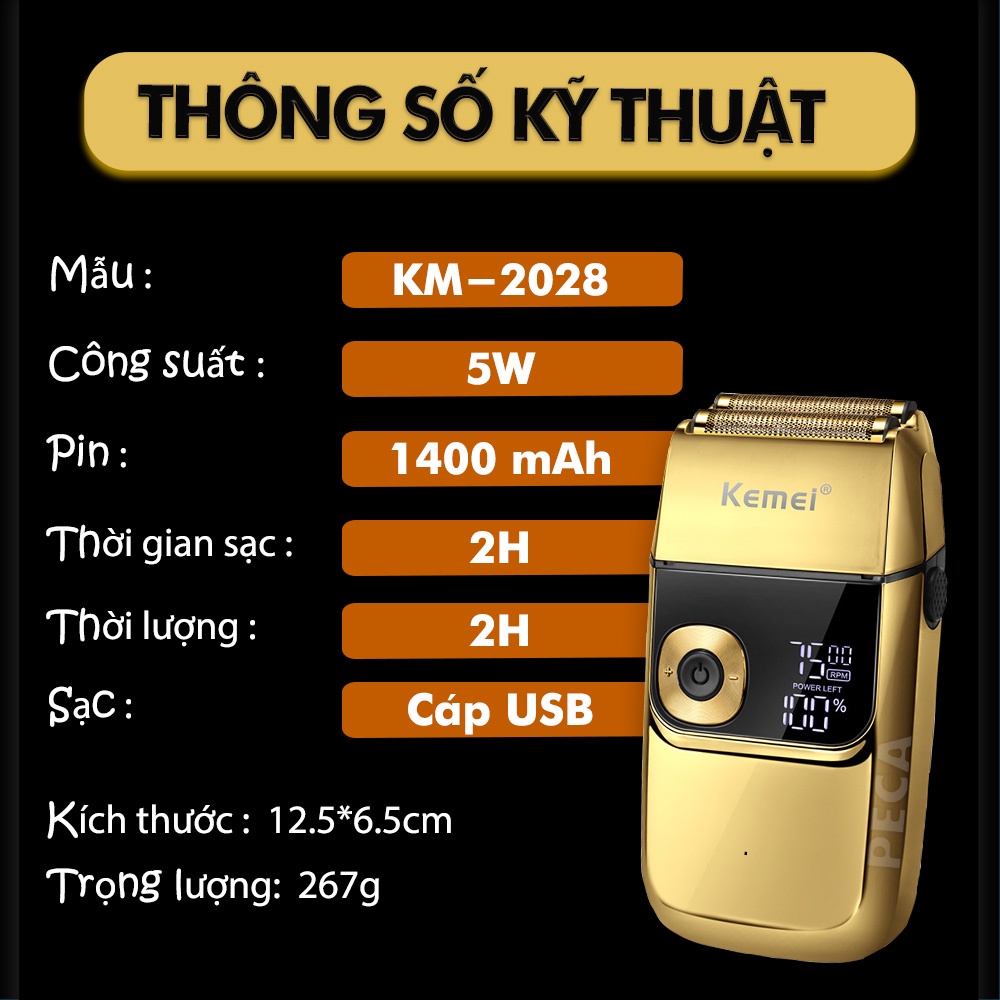 Mô tả Máy cạo râu Kemei KM-2028 màn hình LCD thông minh 3 tốc độ cắt- có thể fade tóc - phân phối chính hãng - 11