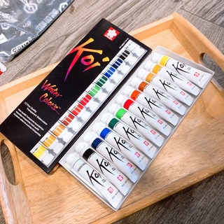 Bộ màu Nước SAKURA Koi 12 màu - Dạng tuýp 12ml - Transparent Color 🐻🌸🌸