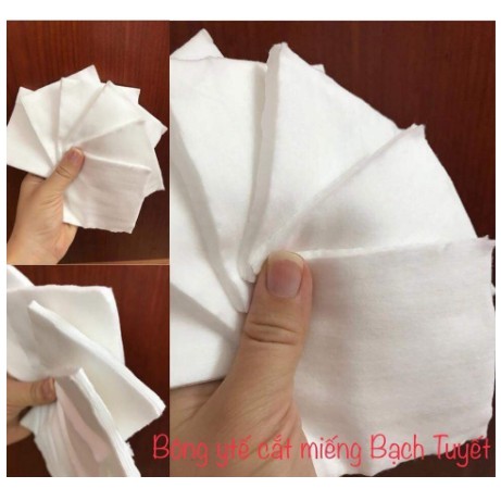 Bông Bạch Tuyết, Bông Tẩy Trang Miếng Cắt Sẵn, Bông Mềm Mịn Thấm Hút Tốt, Sử Dụng Tiện Lợi