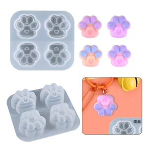 Khuôn silicone làm móc khóa hình dấu chân mèo dễ thương DIY