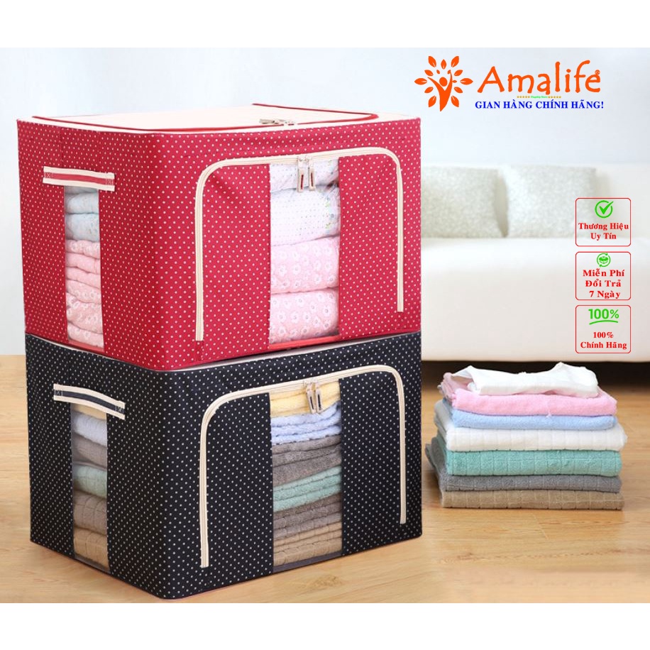 Ảnh Combo 32 Hộp Vải Khung Thép Gấp Gọn 66 Lít 50*40*33cm Đựng Chăn Màn Túi Vải Khung Sắt Đựng Quần Áo Tiện Lợi Có Khóa Kéo 1