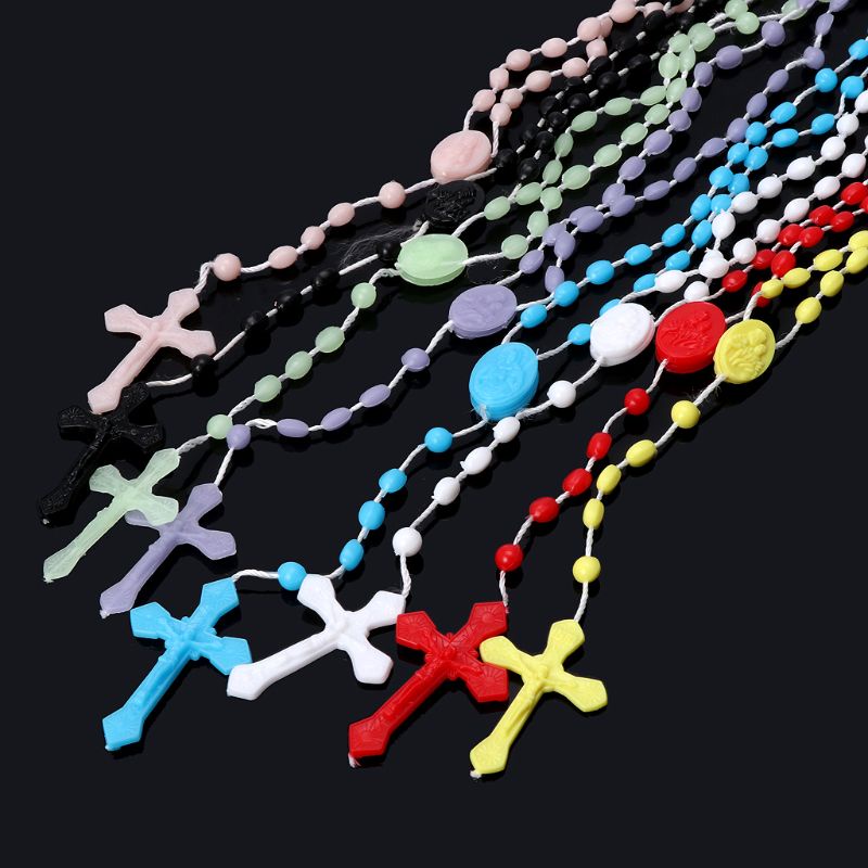 Plastic Rosary Beads Luminous Necklace Catholicism Prayer Religious Jewelry