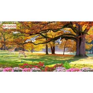 Tranh dán tường 3D cảnh rừng cây hùng vỹ siêu hiện nay