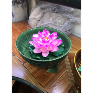 Bát Sen Thả Hoa Dáng Tròn 25cm Bát Tụ Lộc đồ thờ cúng gốm sứ đề ban thần tài hút tài lộc