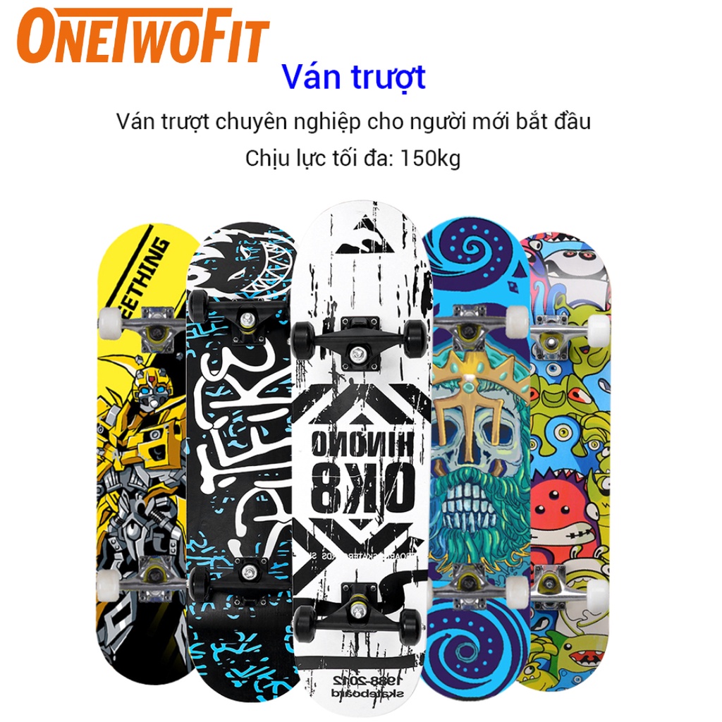 OneTwoFit  Nam và Nữ Teen dành cho Ván trượt người lớn 7 lớp gỗ Phong  ván trượt thể thao， Skateboard 80*20*13CM