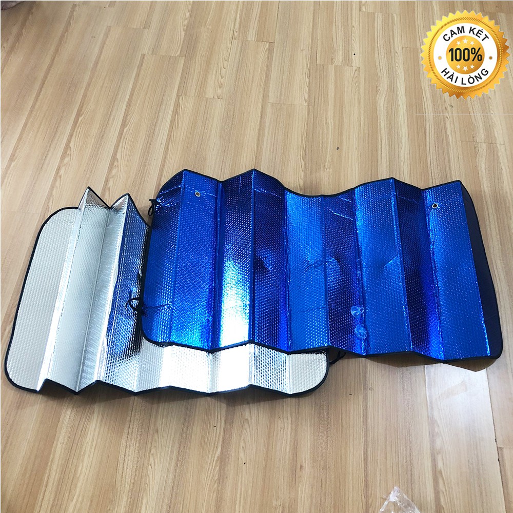 Tấm che nắng kính trước ô tô, Tấm che nắng kính lái ô tô dạng xốp dài xanh- bạc Cao Cấp