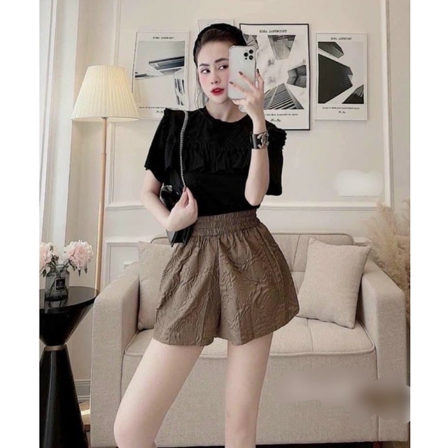 Quần shorts nữ dập nổi 3D xốp phồng hàng đẹp xinh xắn-Quần sooc nữ xốp phồng | BigBuy360 - bigbuy360.vn